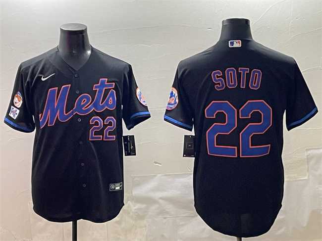 Mens New York Mets #22 Juan Soto Black 2025 Spring Training Cool Base Stitched Jersey->new york mets->MLB Jersey